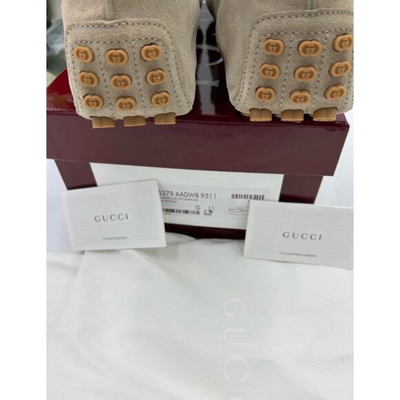 Men\'s Gucci, GG embossed suede driver loafers size 11 fits 11.5 US made in Italy main image 4
